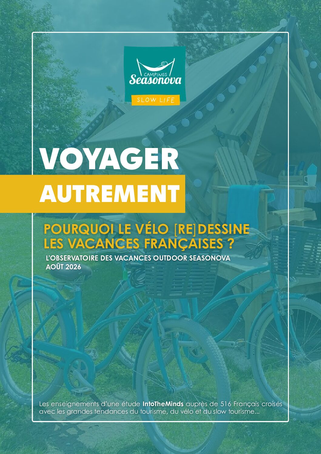 Couverture de Voyager autrement, livre blanc de l’Observatoire Seasonova sur le tourisme de plein air et le cyclotourisme